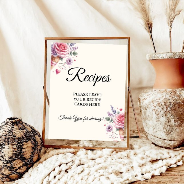 Pastel Ice Cream Leave your Recipes Bridal shower Poster (Creator Uploaded)
