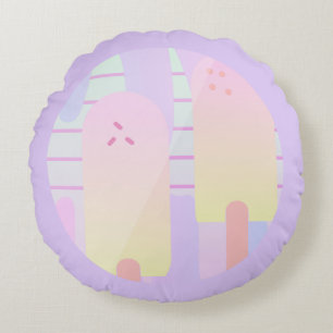 Pastel Ice Cream Ombre Name Round Cushion