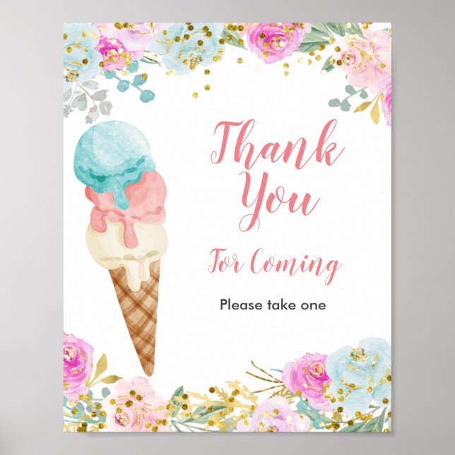 Pastel Ice cream Thank you for coming Favour Sign (Front)