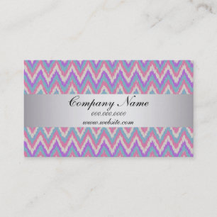 Pastel Ikat ZigZag Pocket 2019 Calendar Business Card