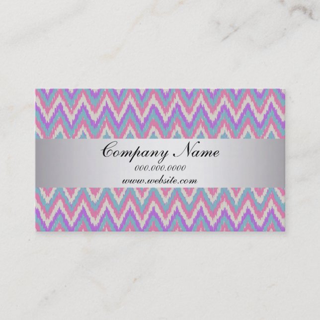 Pastel Ikat ZigZag Pocket 2019 Calendar Business Card (Front)