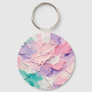 Pastel Impasto Brushstroke Abstract Key Ring
