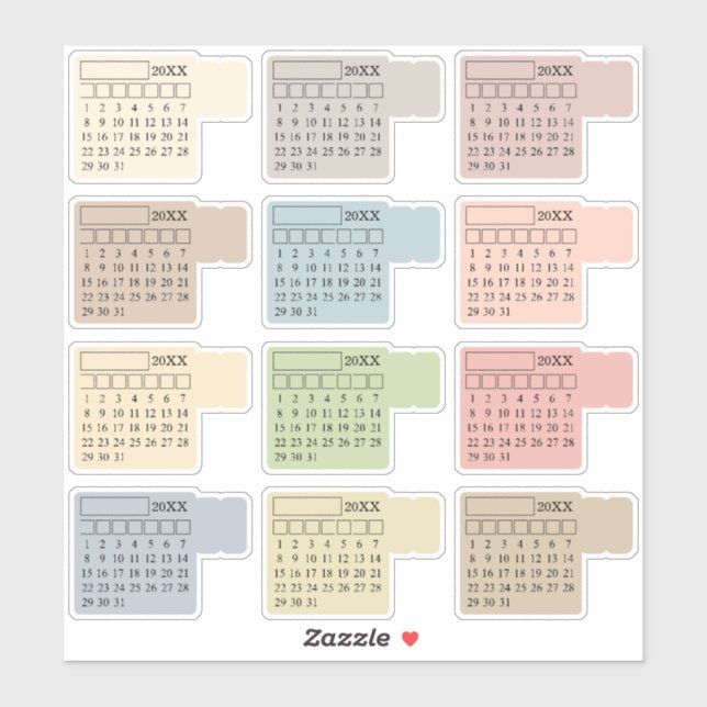 Pastel Index Tabs Monthly Generic Journal Calendar (Sheet)