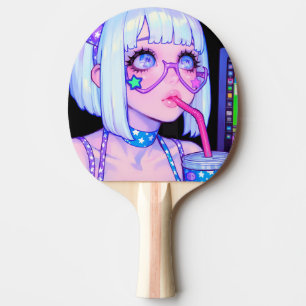 Pastel Internet Girl Star Glasses Ping Pong Paddle