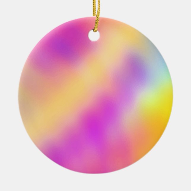 Pastel Iridescent Colourful Gradient Design Ceramic Ornament (Front)