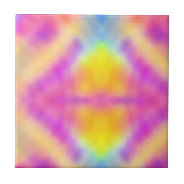 Pastel Iridescent Colourful Gradient Design Ceramic Tile (Front)