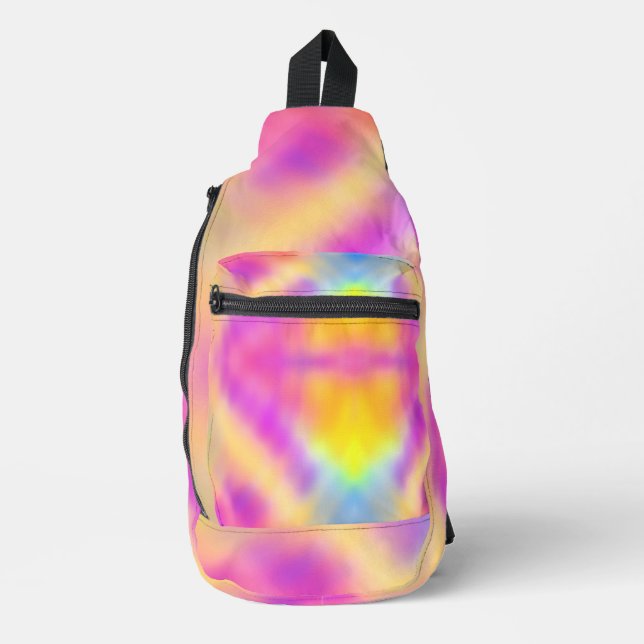 Pastel Iridescent Colourful Gradient Design Sling Bag (Front)