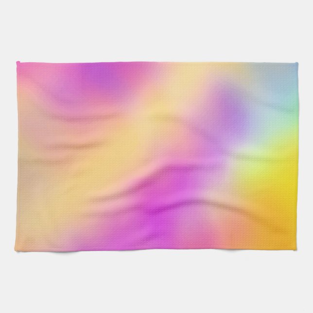 Pastel Iridescent Colourful Gradient Design Tea Towel (Horizontal)