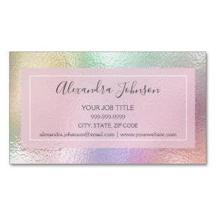 Pastel Iridescent Foil Magnetic Business Card