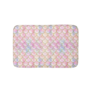 Pastel Iridescent Mermaid Scales Pattern Bath Mat