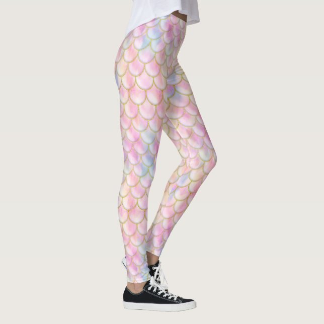 Pastel Iridescent Mermaid Scales Pattern Leggings (Right)
