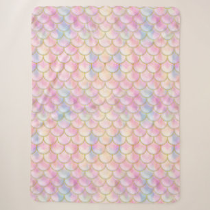Pastel Iridescent Mermaid Scales Pattern Sherpa Blanket