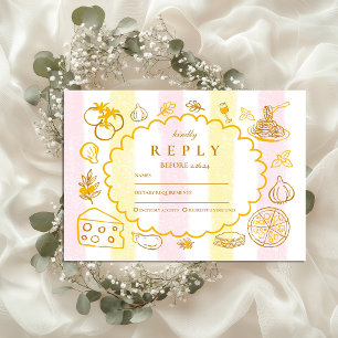 Pastel Italian Wedding Food Theme RSVP Card