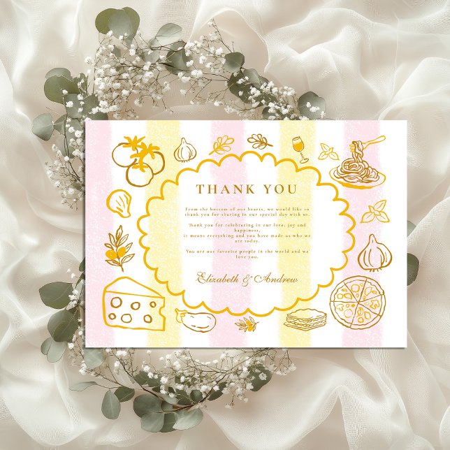 Pastel Italian Wedding Food Theme Thank You Card (Creator Uploaded)