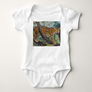 Pastel jaguar: jungle drawing. baby bodysuit