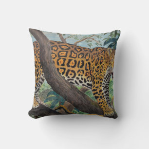 Pastel jaguar: jungle drawing. cushion
