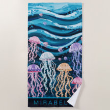 Pastel Jellyfish & Blue Waves Custom