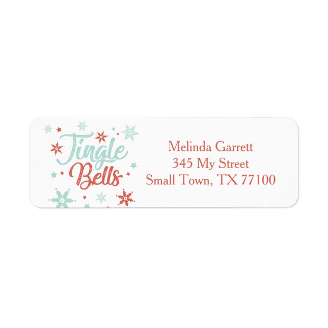 Pastel Jingle Bells Christmas Custom Address Return Address Label (Front)