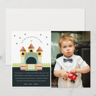 Pastel Jumping Castle Jump Photo Kids Birthday Thank You Card