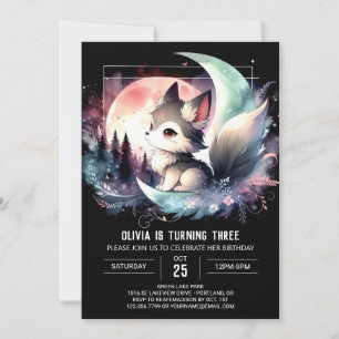 Pastel Jungle Wolf Birthday Invitation