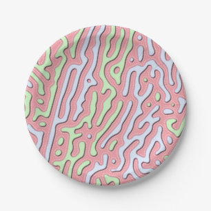 Pastel Kawaii Abstract Colourful Splatter Design Paper Plate