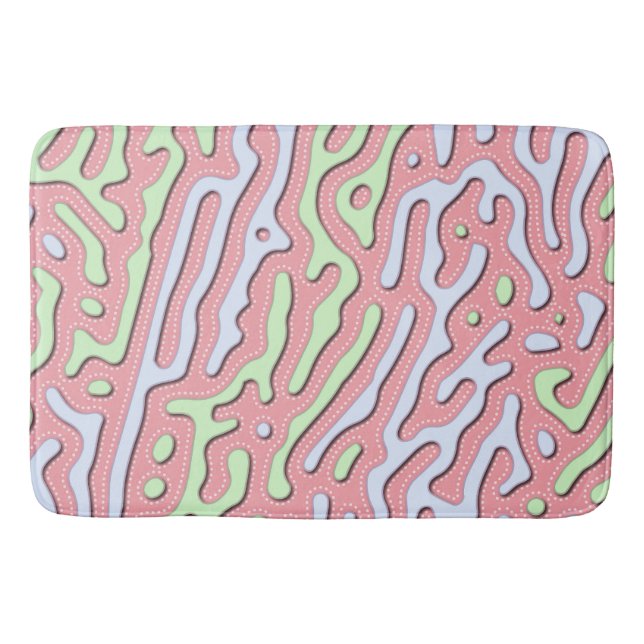 Pastel Kawaii Abstract Colourful Squiggle Design Bath Mat (Front)
