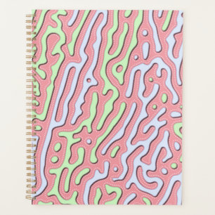 Pastel Kawaii Abstract Colourful Squiggle Design Planner