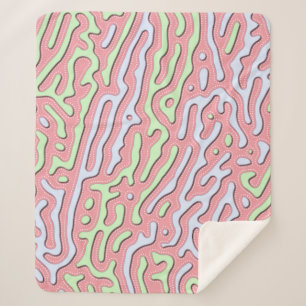 Pastel Kawaii Abstract Colourful Squiggle Design Sherpa Blanket