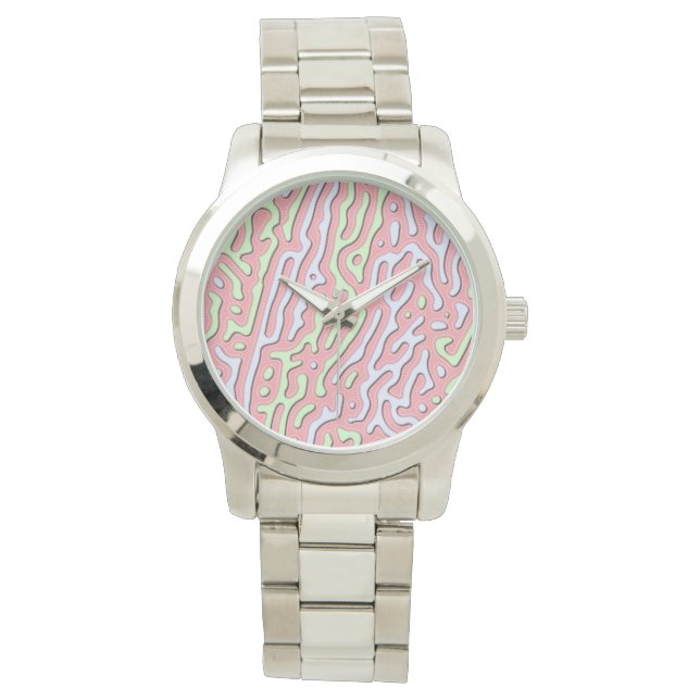 Pastel Kawaii Abstract Colourful Squiggle Design Watch (Front)