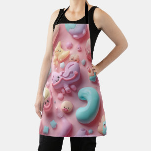 Pastel Kawaii Candy Character Art Apron