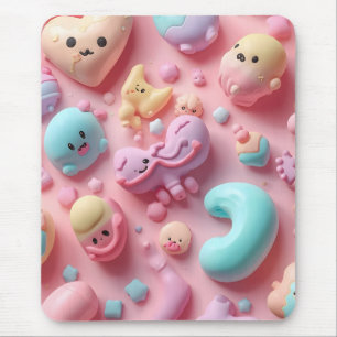 Pastel Kawaii Candy Character Art Mouse Pad