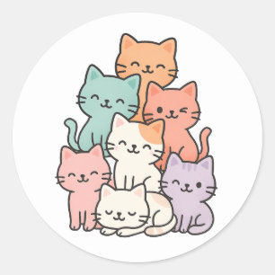 Pastel Kawaii Cat Stack Cute Sticker