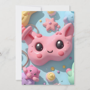 Pastel Kawaii Creature Fantasy Art Holiday Card