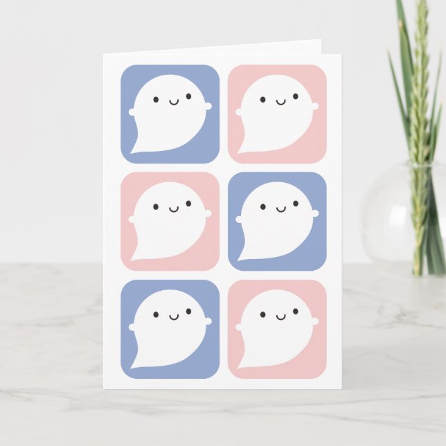 Pastel Kawaii Little Ghosts Card (Front)