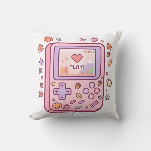Pastel Kawaii Retro Handheld Console Pillow (Front)