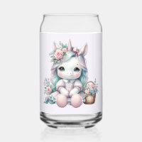 Pastel Kawaii Unicorn Doll with Flower Basket