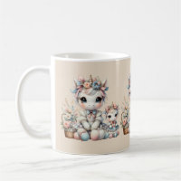 Pastel Kawaii Unicorn Mother Daughter Duo Beige