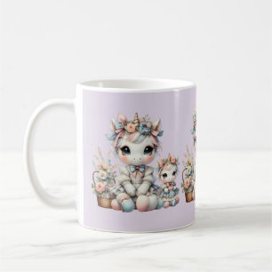 Pastel Kawaii Unicorn Mother Daughter Duo Lavender Coffee Mug