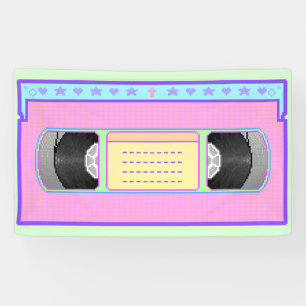 Pastel kawaii VHS vaporwave pixel art Banner