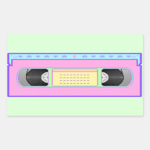 Pastel kawaii VHS vaporwave pixel art Rectangular Sticker