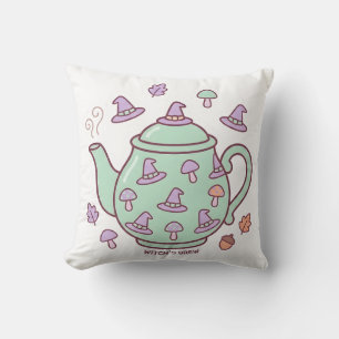 Pastel Kawaii Witch's Brew Teapot Throw Pillow