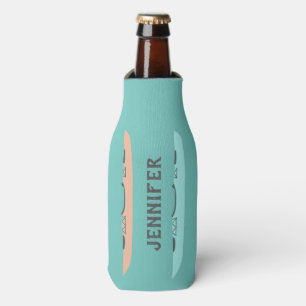 Pastel Kayaks Teal Blue Personalised Bottle Cooler