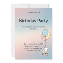 Pastel Kids Birthday Invitation 