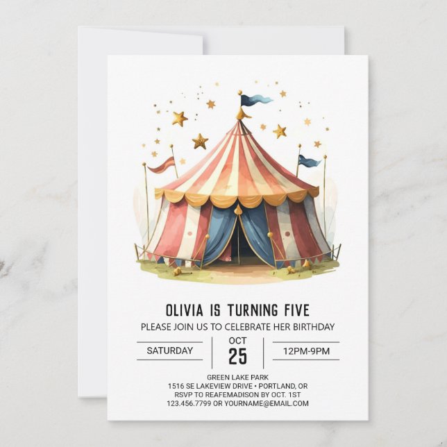 Pastel Kids' Celebration Circus Birthday Invitation (Front)