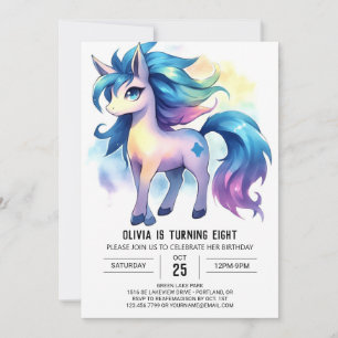 Pastel Kids Horse Birthday  Invitation