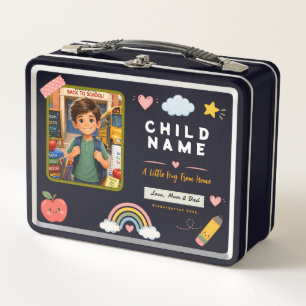 Pastel Kindergarten Photo School Design Metal Lunch Box