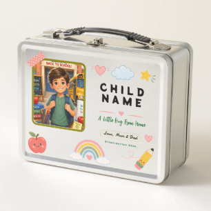 Pastel Kindergarten Photo School Design Metal Lunch Box
