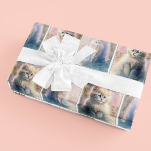 Pastel Kitten and Puppy Wrapping Paper