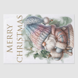Pastel Knitted Christmas Gnome Tissue Paper
