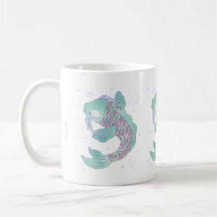 Pastel Koi Fish Whimsical Folk Art Underwater Coffee Mug